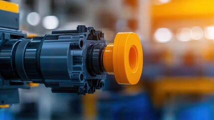 Fototapeta premium Plastic injection molding machines in a modern factory, producing high-precision parts