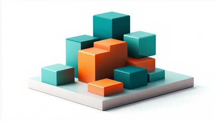 Obraz premium Colorful geometric blocks arranged creatively on a white surface, ideal for design, architecture, or educational concepts.