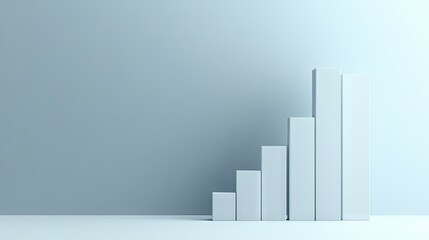 Side view of a bar graph with a clean, minimalist design and ample blank space on the left side for copy or promotional material. -