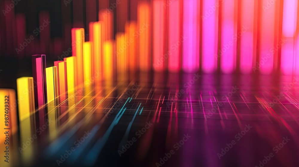 Poster side view of a bar graph with highlighted bars, leaving a large area to the left for adding text or 