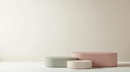 Minimalist composition featuring pastel-colored storage boxes on a light background, perfect for modern interior design.