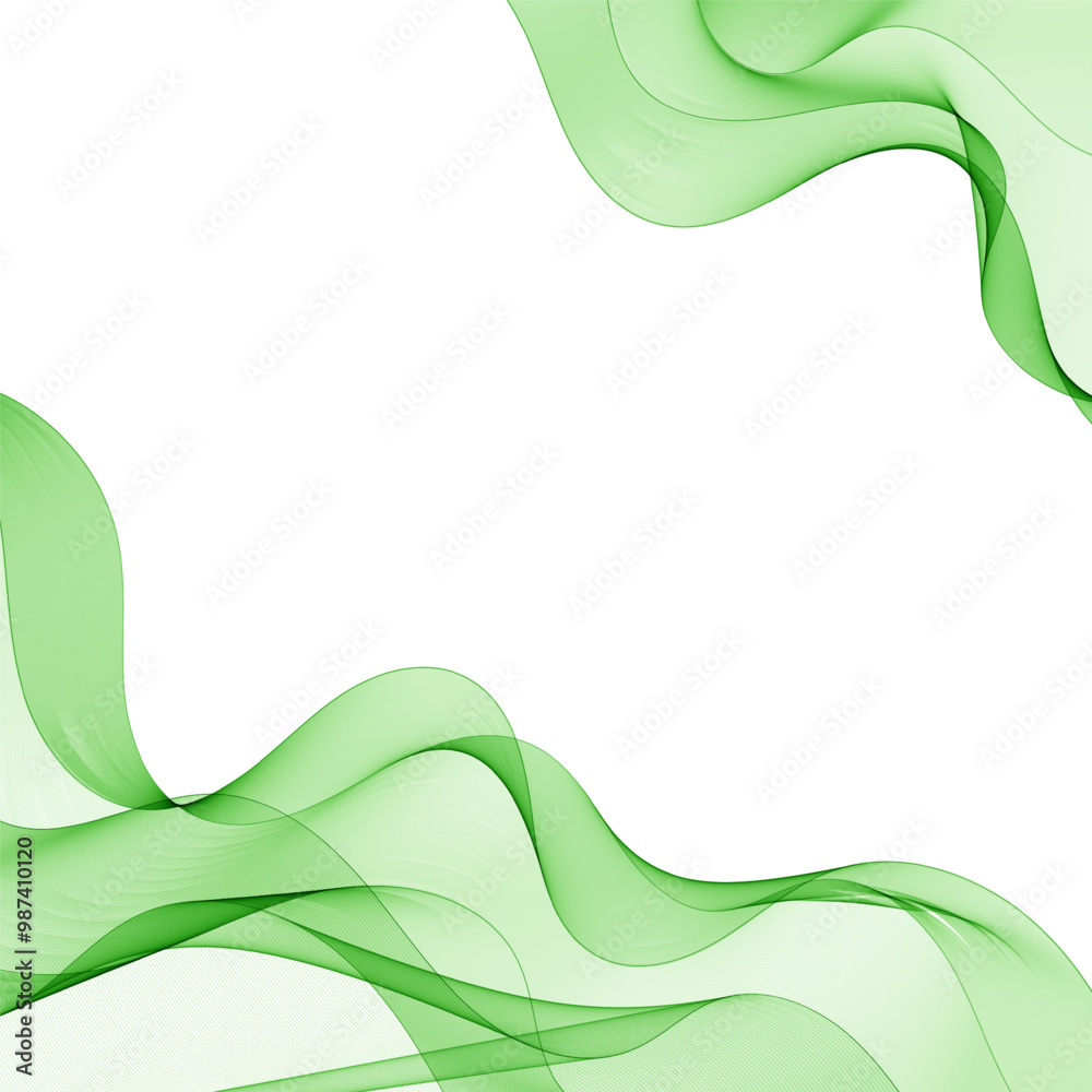 Wall mural abstract background with green waves on a white background. background for presentation, advertising