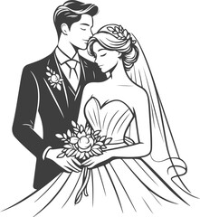 Fototapeta premium wedding husband wife, romantic couple, and Kissing couple silhouette vector design