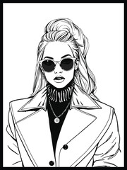 Fashion girl with sunglass silhouette vector @ illustration design