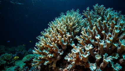 Peaceful underwater scene of the Mariana Trench coral reef.