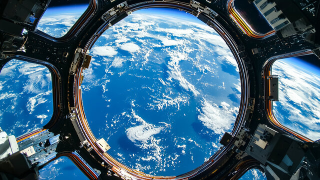 Fototapeta A spacecraft window view of Earth from orbit