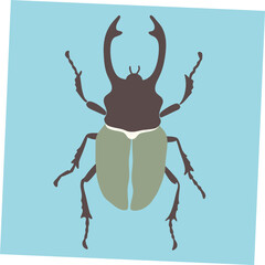 A vibrant and detailed vector art illustration of a Rhino Beetle, highlighting its unique horned structure and sturdy body, ideal for insect-themed designs and educational purposes.