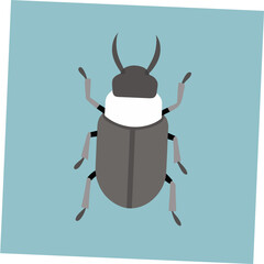 A vibrant and detailed vector art illustration of a Rhino Beetle, highlighting its unique horned structure and sturdy body, ideal for insect-themed designs and educational purposes.