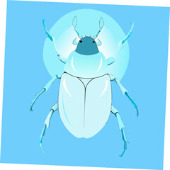 A vibrant and detailed vector art illustration of a Rhino Beetle, highlighting its unique horned structure and sturdy body, ideal for insect-themed designs and educational purposes.