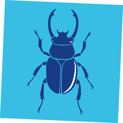 A vibrant and detailed vector art illustration of a Rhino Beetle, highlighting its unique horned structure and sturdy body, ideal for insect-themed designs and educational purposes.