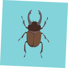 A vibrant and detailed vector art illustration of a Rhino Beetle, highlighting its unique horned structure and sturdy body, ideal for insect-themed designs and educational purposes.