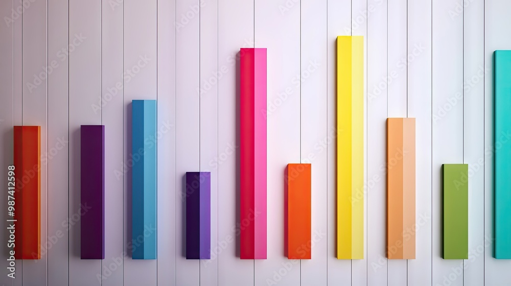 Poster top view of a bar graph with various bar heights and a wide open space on the left side for adding t