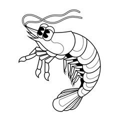 Doodle cute character illustration shrimp sticker outline