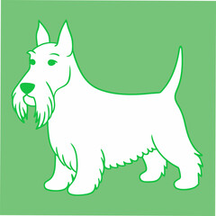 A charming vector art illustration of a Scottie Scottish Terrier Dog, capturing its iconic beard, sturdy build, and loyal expression, perfect for pet lovers and breed-specific designs.