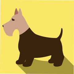 A charming vector art illustration of a Scottie Scottish Terrier Dog, capturing its iconic beard, sturdy build, and loyal expression, perfect for pet lovers and breed-specific designs.