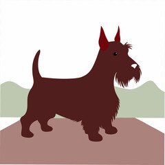 A charming vector art illustration of a Scottie Scottish Terrier Dog, capturing its iconic beard, sturdy build, and loyal expression, perfect for pet lovers and breed-specific designs.