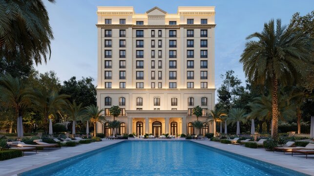 The Ritz-Carlton Riyadh's Glowing Exterior and Lush Surroundings