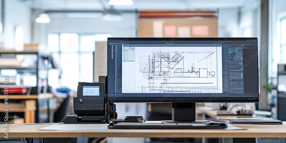 Poster draw technical drawings with this wide banner featuring a professional large format plotter that wor