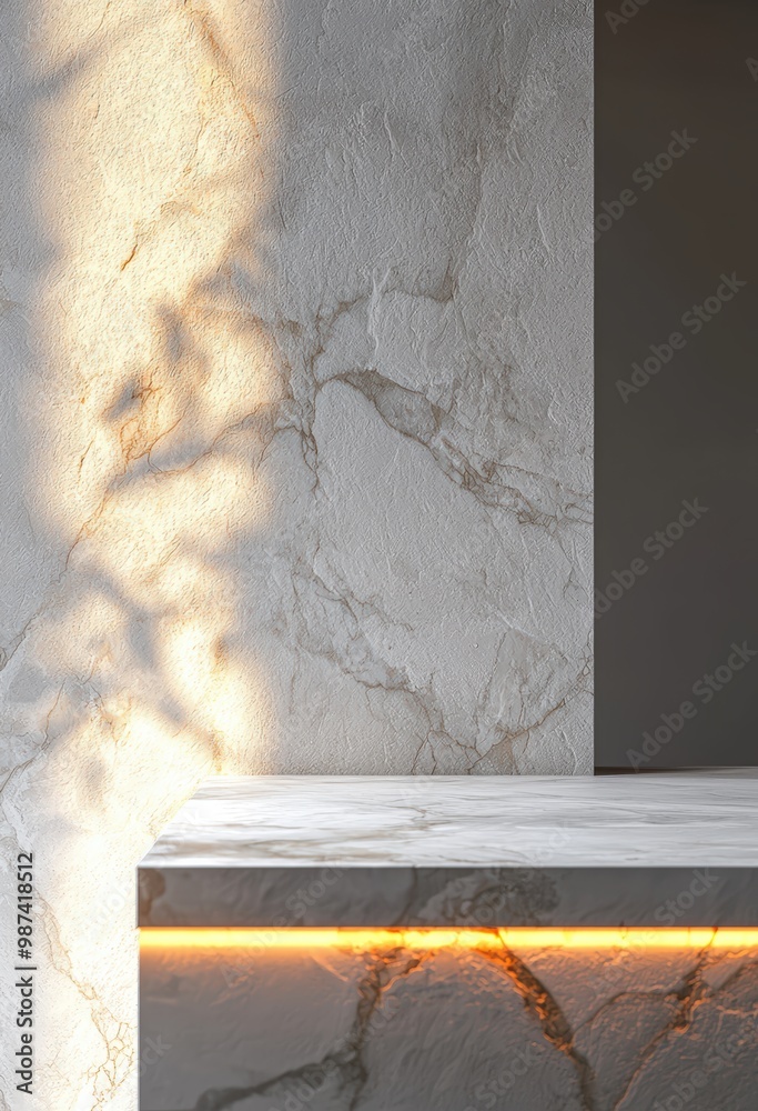 Canvas Prints marble shelf with light