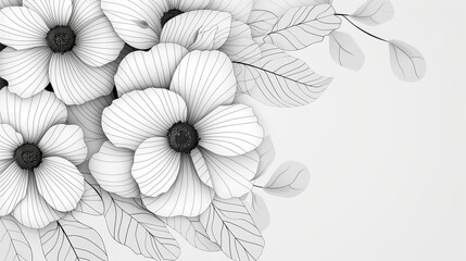 Intricately designed floral patterns formed into graceful borders and frames, tailored for black and white coloring with crisp lines and clean outlines ideal for coloring book enthusiasts.