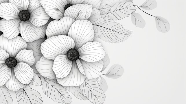 Intricately designed floral patterns formed into graceful borders and frames, tailored for black and white coloring with crisp lines and clean outlines ideal for coloring book enthusiasts.