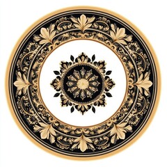 Obraz premium A vintage classic floral design with a round frame featuring a retro circular ornate border 