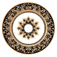 Fototapeta premium A vintage classic floral design with a round frame featuring a retro circular ornate border 