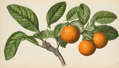 Ripe oranges growing on a tree in a citrus grove