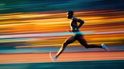 Runner in Motion on Track, Emphasizing Speed and Determination