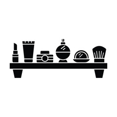 Cosmetic shelf icon vector on white background