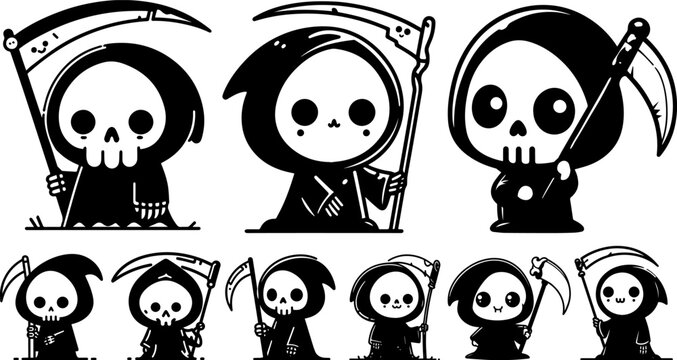 Cartoon-style image featuring a chibi Grim Reaper character.