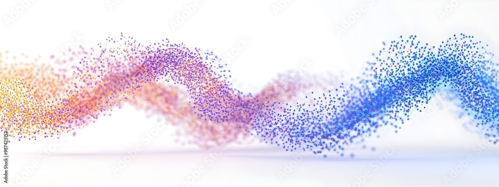 Poster mesmerizing light wave visualized through vibrant photon particles in dynamic 3d rendering