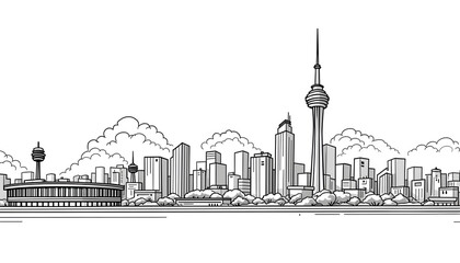 Obraz premium sketch building stadium and tall tower 7