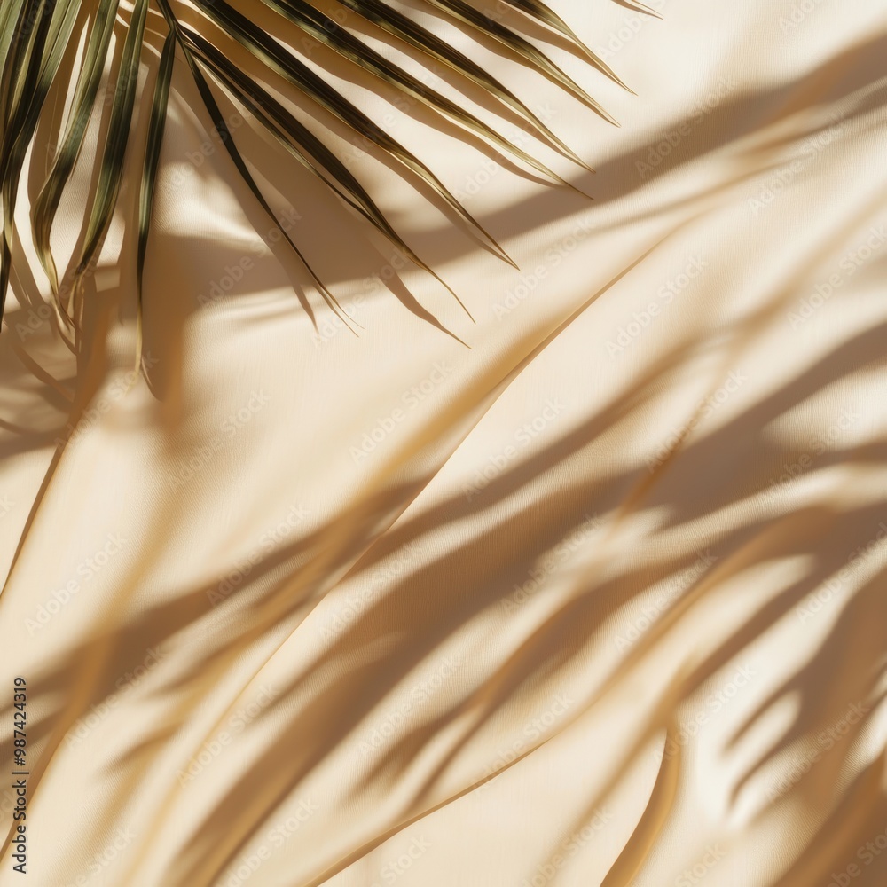 Sticker palm leaf shadows on beige