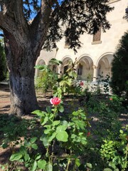 old stone house in garden