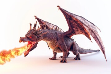 Fototapeta premium Majestic fire-breathing dragon illustration