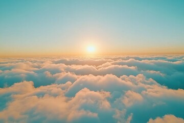 Sunset on blue sky. Blue sky with some clouds. blue sky clouds, summer skies, cloudy blue sky background. Aerial sunset view. Evening skies with dramatic clouds. generative ai