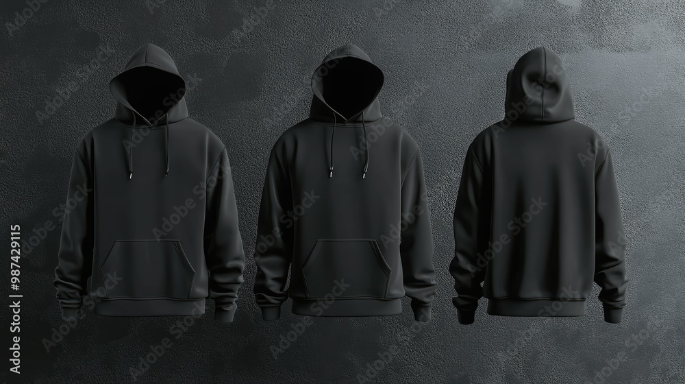 Canvas Prints empty mock up hooded t-shit, back and front 