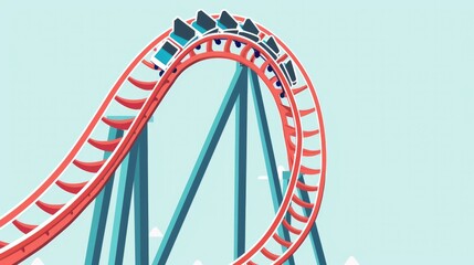 Minimalistic roller coaster illustration with a thrilling and exciting design