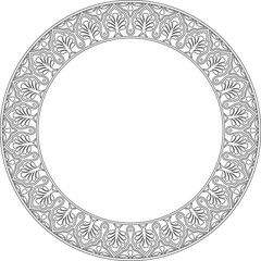 Vector black contour round national Indian ornament. Circle, ring, border, ethnic Hindu frame
