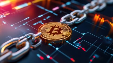 Digital Blockchain Connection with Cryptocurrency Visuals