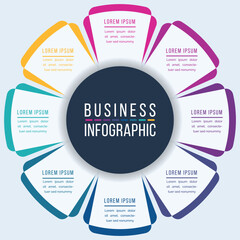 8 Options Infographic design 8 Steps, objects, elements or options business information template