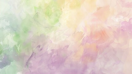 A gentle pastel background with a mix of light green, soft purple, and pale peach hues