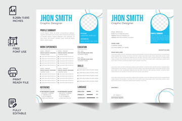 Clean Modern Resume and Cover Letter Layout Vector Template for Business Job Applications, Minimalist resume cv template, Resume design template, cv design, multipurpose resume design See Less 