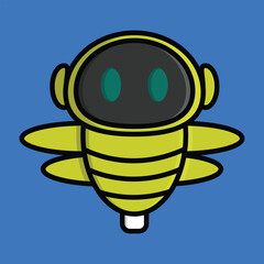 vector illustration of bee robot character. android honey bee