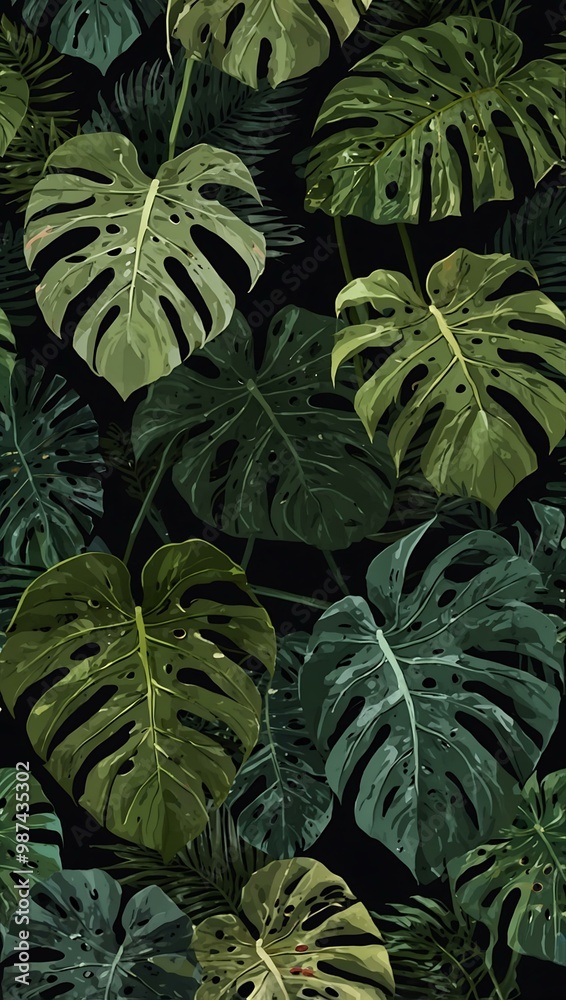 Canvas Prints Tropical monstera leaf seamless pattern.