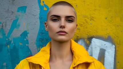 Obraz premium Portrait of a confident woman in yellow jacket