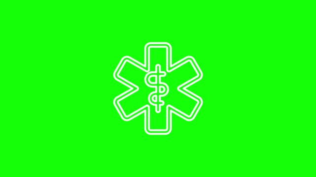 Animation of a paramedic icon on a green background. 4K video. Looped animation.