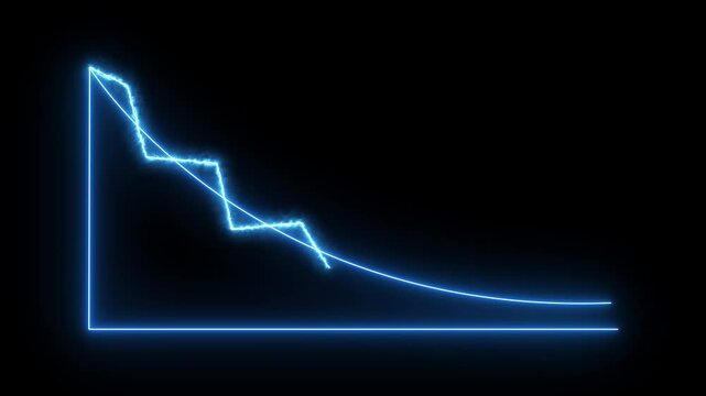 Isolated down business graph icon animation on background.
