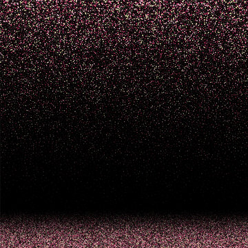 Pink glitter. Scatter plot of bottom gradient on black background. Perfect vector illustration. Celebration. Eps 10